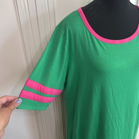 LuLaRoe Julia Green Casual Short Sleeve Dress Plus Size 3X - Picture 2 of 5